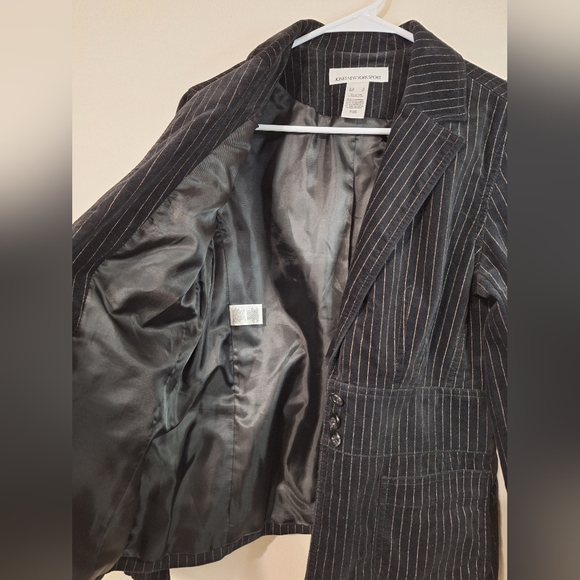 Jones New York Sport S black velvet pinstripe cotton blazer jacket - Picture 6 of 8